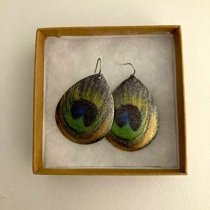 Metallic peacock earrings